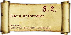 Burik Krisztofer névjegykártya